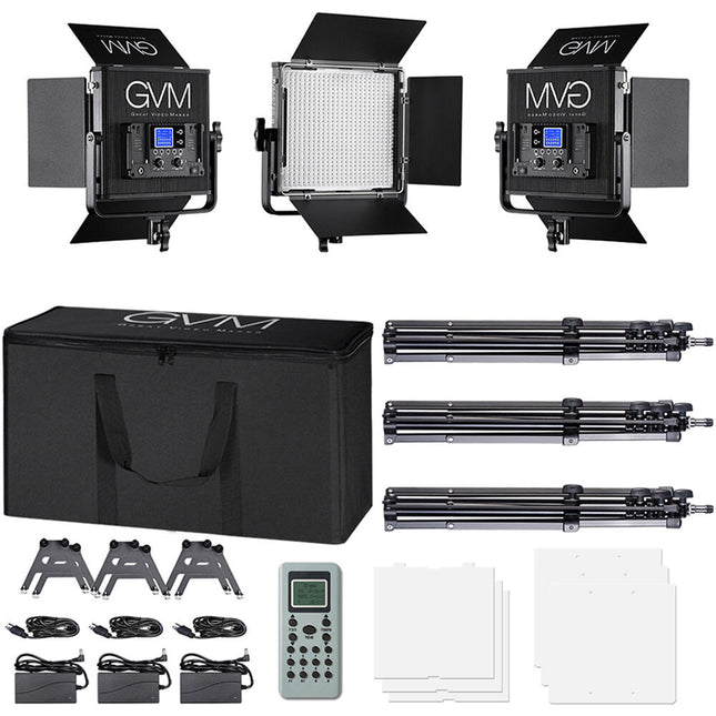 GVM 672S-B Panel LED Bicolor Kit de 3 luces 2000 Lux 13.4x12.7" con Control inalámbrico