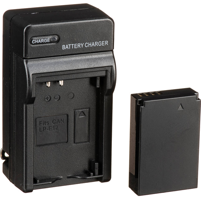 Bescor LPE12 Kit de Batería y Cargador para Canon con Diseño Compacto y Enchufe Plegable