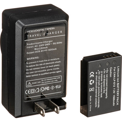 Bescor LPE12 Kit de Batería y Cargador para Canon con Diseño Compacto y Enchufe Plegable
