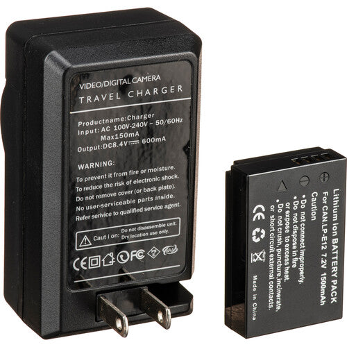 Bescor LPE12 Kit Batería Cargador Adaptador para Cámaras Canon LP-E12