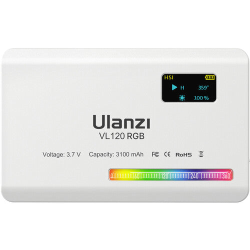 Ulanzi VL120 RGB Luz LED para Video Temperatura 2500-9000K Batería 3100mAh