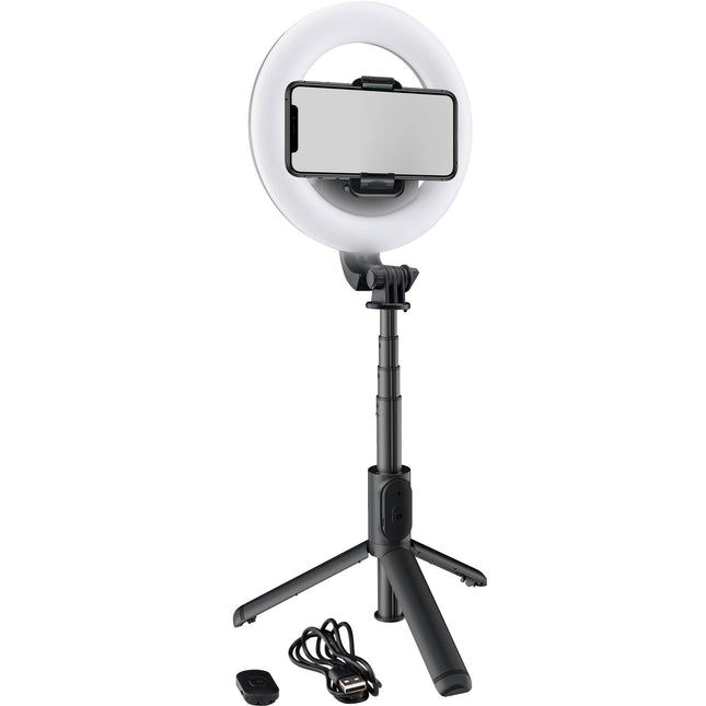 Mackie Kit de Luz Anular LED de 6" con Selfie Stick Convertible y Control Bluetooth
