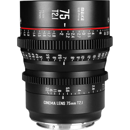 Meike 75mm T2.1 Prime Cine para Super35 Montura EF 27.6" MDF 270° enfoque