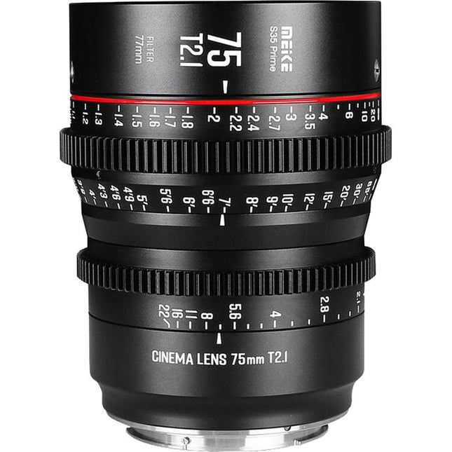 Meike 75mm T2.1 Prime Cine para Super35 Montura EF 27.6" MDF 270° enfoque
