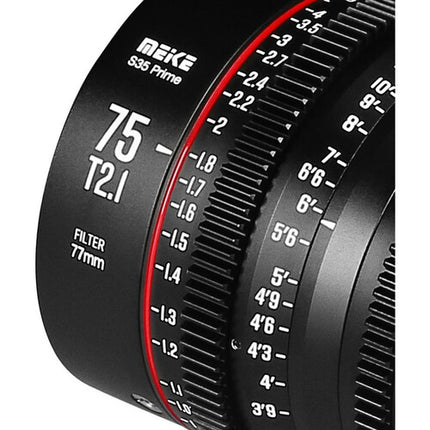 Meike 75mm T2.1 Prime Cine para Super35 Montura EF 27.6" MDF 270° enfoque