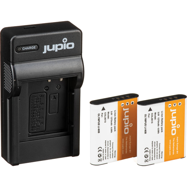 Jupio Par de Baterías LI-90B 1270mAh y Cargador USB para Cámara