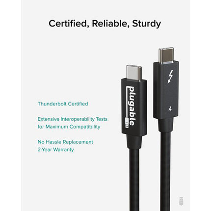 Plugable Thunderbolt 4 Cable 6.6' Cable activo Thunderbolt 40 Gb/s 100W PD