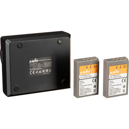 Jupio Pack de baterías PS-BLS5 1210mAh y cargador dual USB para cámaras Olympus