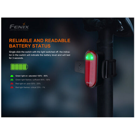 Fenix BC05R V2 Luz Trasera Recargable USB C 180° 120 Hrs IP66