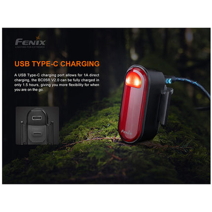 Fenix BC05R V2 Luz Trasera Recargable USB C 180° 120 Hrs IP66