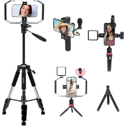 Movo Photo iVlog5 Kit de video para smartphone micrófono inalámbrico 49 luces LED