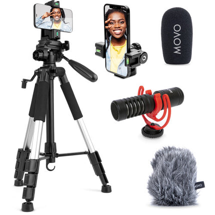 Movo Photo iVlog5 Kit de video para smartphone micrófono inalámbrico 49 luces LED