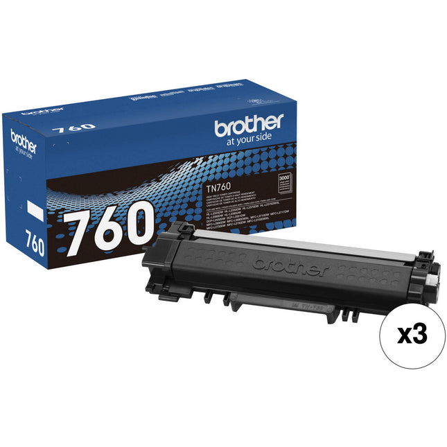 Brother TN760 Cartucho de Tóner Negro Alta Capacidad 3-Pack para Impresoras Brother