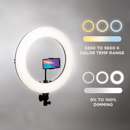 Angler Bi-Color LED Ring Light 18 Pulgadas Luz Regulable 3200-5600K con Soporte para Smartphone