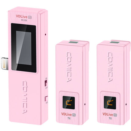 Comica Audio VDLive10 MI Sistema Micrófono Inalámbrico Doble para iOS Rosa 4h Batería