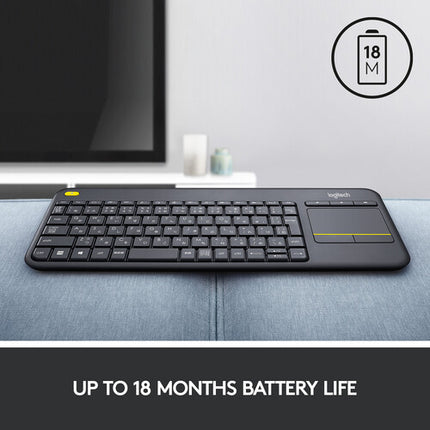 Logitech K400 Plus Teclado Inalámbrico con Touchpad 33 pies 18 meses batería