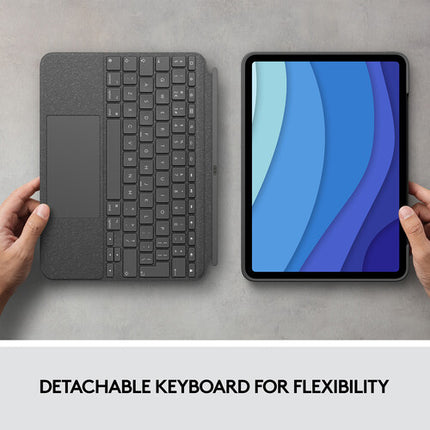 Logitech Combo Touch Funda Teclado Retroiluminado para iPad Pro 11" 1-4 Gen con Touchpad y Teclas atajo iOS