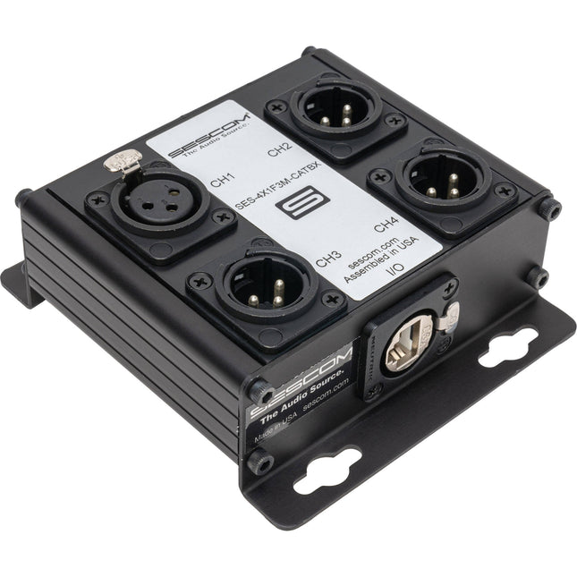 Sescom SES-4X1F3M-CATBX Extensor de Audio Pasivo 4 Canales XLR a RJ45 Cat 5/6/7