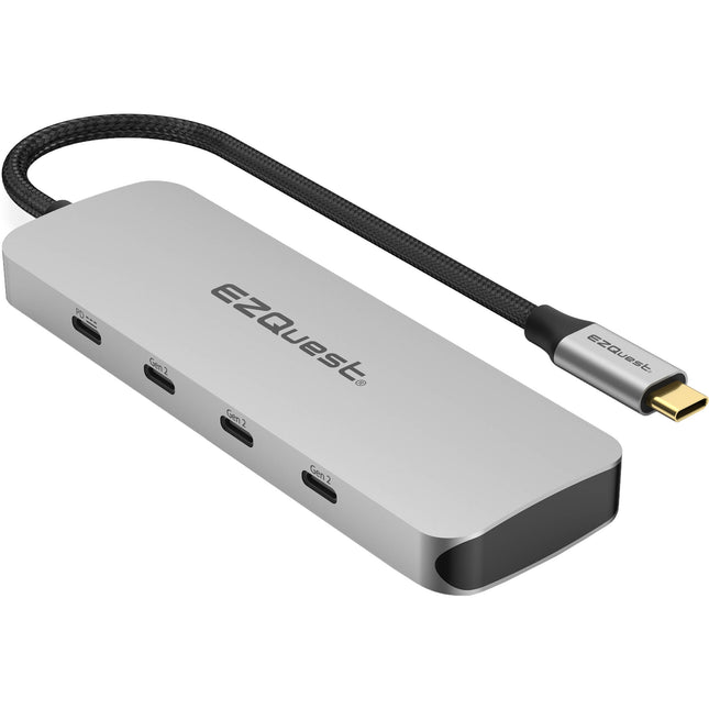 EZQuest 7 Puertos Hub USB 3.2 Gen 2 Plata con 3 USB-C y 80W PD