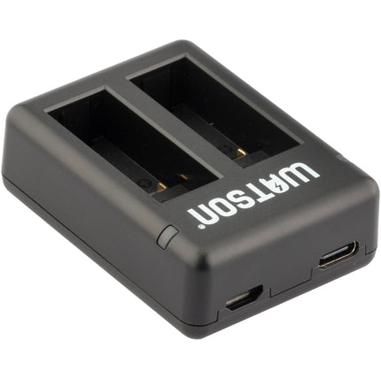 Watson Mini Duo Cargador para baterías GoPro HERO9/10/11/12 Negro USB-C y Micro-USB