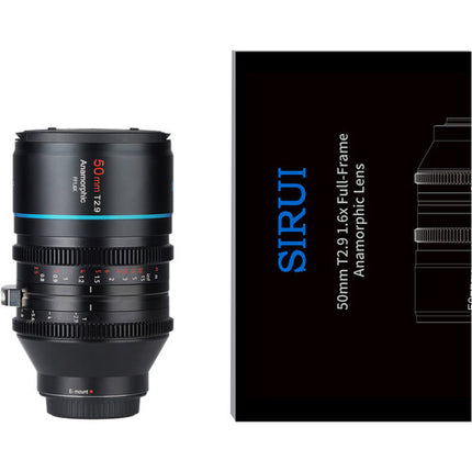 Sirui 50mm T2.9 Lente Anamórfica 1.6x Full Frame Sensor Sony E 82mm