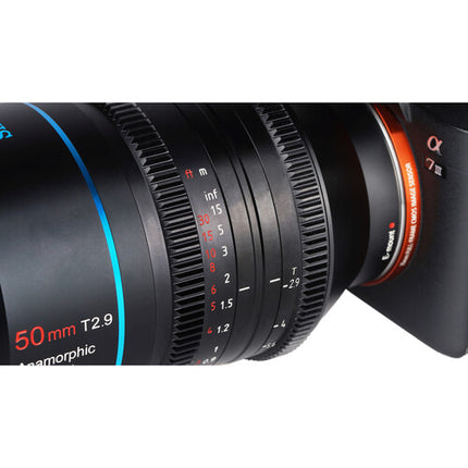 Sirui 50mm T2.9 Lente Anamórfica 1.6x Full Frame Sensor Sony E 82mm