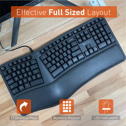 X9 Performance Teclado Ergonómico Dividido con Descansa Palma y 110 Teclas