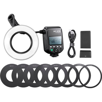 Godox MF-R76 Anillo de Flash Macro con batería recargable y 8 adaptadores de lentes