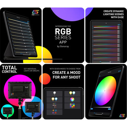 Genaray Bluetooth RGB Panel Light 5 x 7 pulgadas 685 Lux 2800-8000K con Adaptador de Zapata