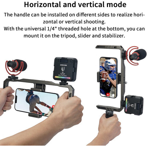 ANDYCINE Dual-Grip Soporte de Aluminio para Smartphone 2.3 a 3.6 pulgadas