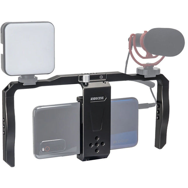 ANDYCINE Dual-Grip Soporte de Aluminio para Smartphone 2.3 a 3.6 pulgadas