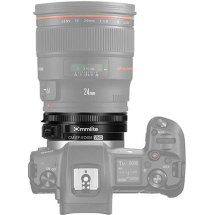 Commlite Adaptador Electrónico AF para Lente Canon EF a EF-M con Filtro ND Variable y Reducción de Exposición 1.0 a 8.6 f/Stops