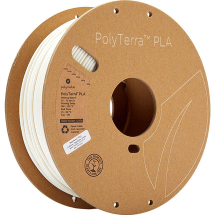Filamento Polymaker PolyTerra PLA 2.85mm 1kg Blanco Algodón Bioplástico