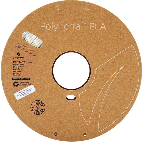 Filamento Polymaker PolyTerra PLA 2.85mm 1kg Blanco Algodón Bioplástico