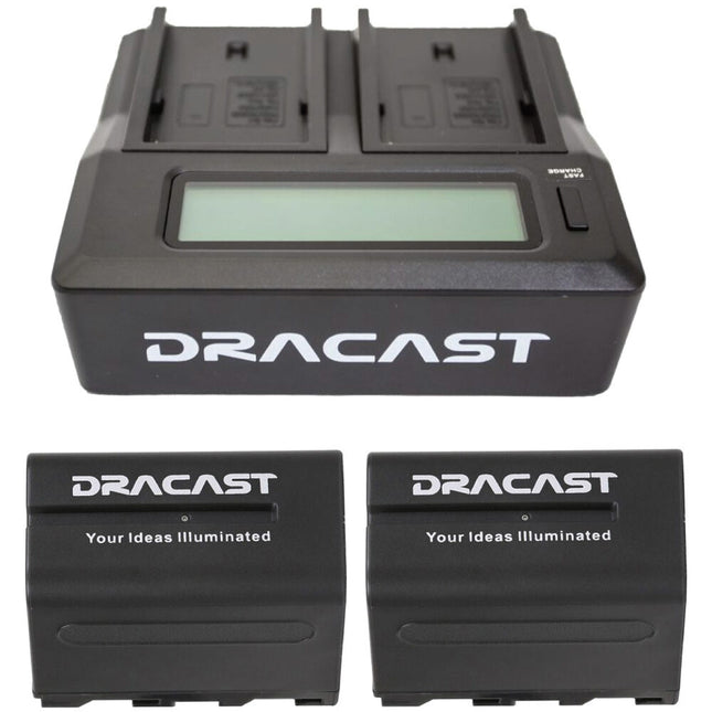 Dracast Kit de 2 Baterías NP-F 6600mAh y Cargador Dual con Display Digital