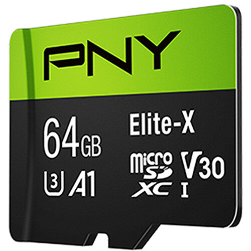 PNY 64GB Elite-X UHS-I microSDXC con Adaptador SD Velocidad 100MB/s 2-Pack