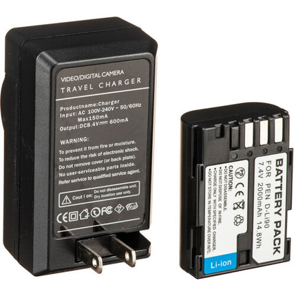 Bescor DLI90E Kit Batería y Cargador para Cámaras Pentax K1 Mark II y 645Z