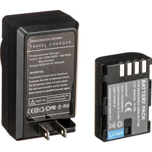 Bescor DMW-BLF19 Kit Batería y Cargador para Cámaras Panasonic Lumix GH3 GH4 GH5 GH5S G9