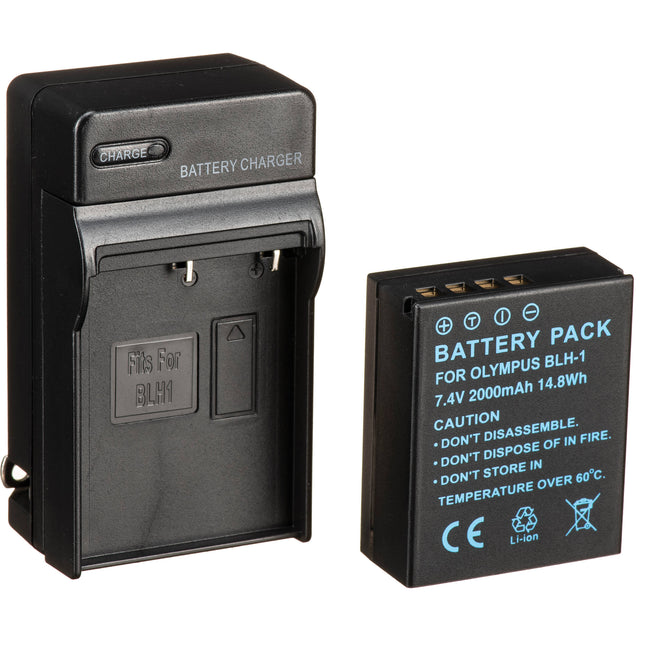Bescor BLH1 Kit de Batería y Cargador para Cámaras Olympus OM-D E-M1 Mark II III X