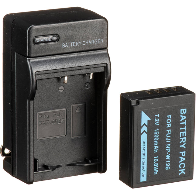 Bescor NPW126S Kit Batería Cargador Adaptador para Cámaras FUJIFILM X-T3 X-T30 X100V
