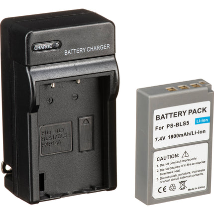 Bescor BLS50 Kit de batería y cargador para Olympus OM-D E-M5 Mark III E-M10 Mark II y III
