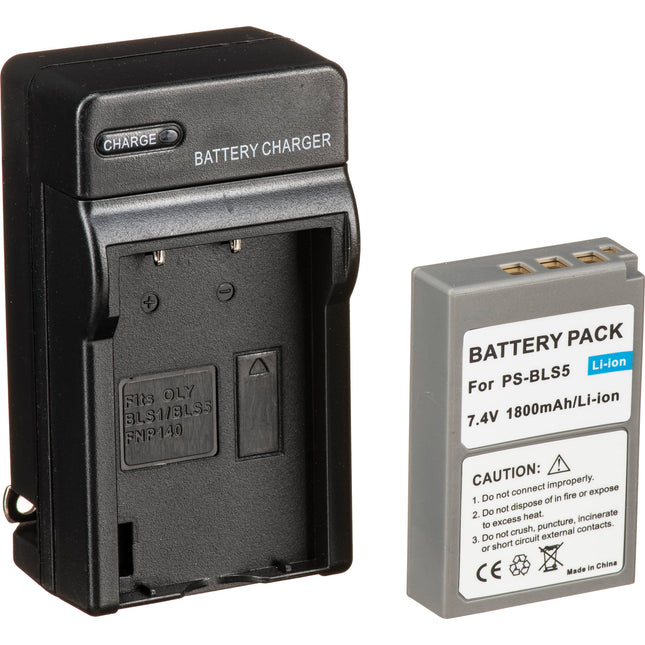 Bescor BLS50 Kit de batería y cargador para Olympus OM-D E-M5 Mark III E-M10 Mark II y III