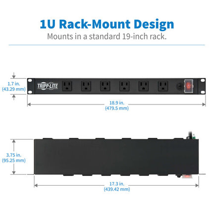 Tripp Lite Regleta para Rack 12 Tomas 120V 15A 15' Cable 1U