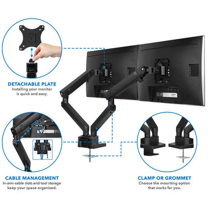 Mount-It! Soporte de escritorio para dos monitores 17 a 32" ajustable