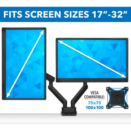 Mount-It! Soporte de escritorio para dos monitores 17 a 32" ajustable