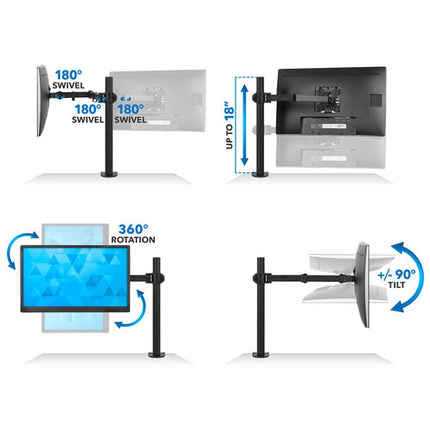 Mount-It! Soporte de Escritorio para Pantallas de 13 a 32 Pulgadas con Extensión de Brazo de 16" y Ajuste de Inclinación