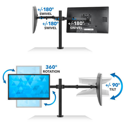 Mount-It! Soporte de Escritorio para Doble Monitor 13-32 Pulgadas Brazo Ajustable y Rotación 360°
