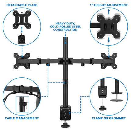 Mount-It! Soporte de Escritorio para Doble Monitor 13-32 Pulgadas Brazo Ajustable y Rotación 360°