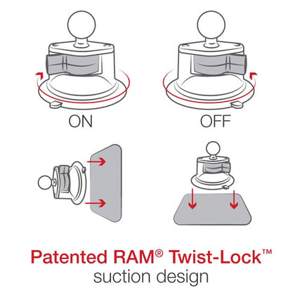 RAM Mounts RAM Twist-Lock Soporte de Ventosa para Apple MagSafe con Brazo Doble Mediano