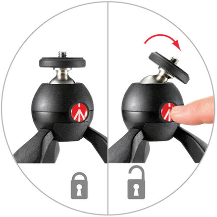 Manfrotto PIXI Mini Trípode de Mesa Negro Altura 5.3 Pulgadas Soporta 1 Kg